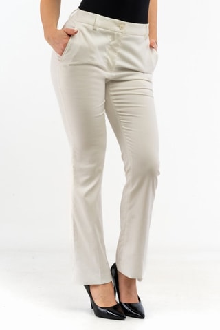 Calças bootcut cintura alta - Bege