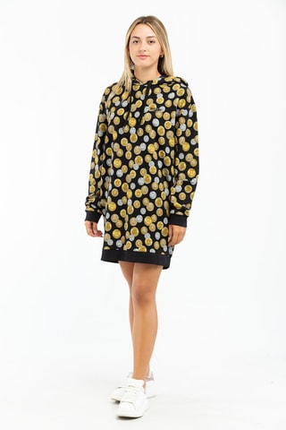 Vestido sweat com capuz Preto