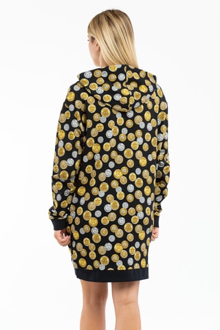 Vestido sweat com capuz Preto