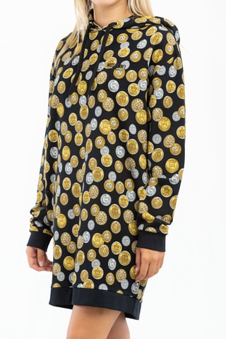 Vestido sweat com capuz Preto