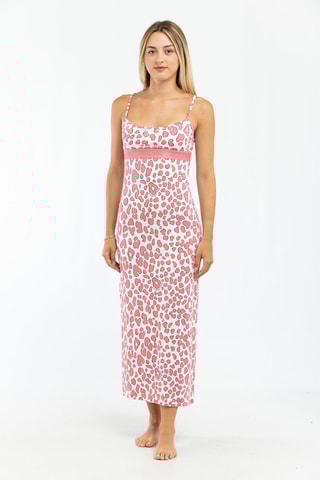 Vestido comprido Rosa e branco