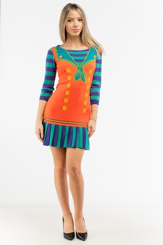 Vestido estilo patinadora em lã - Laranja