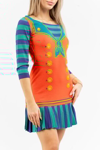 Vestido estilo patinadora em lã - Laranja