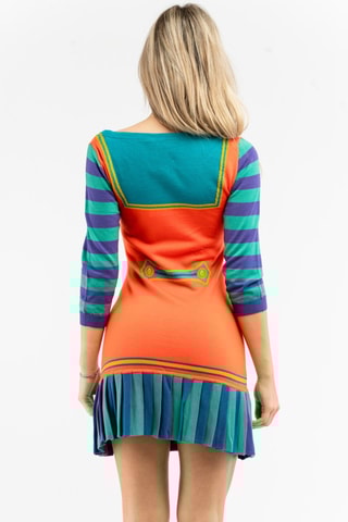 Vestido estilo patinadora em lã - Laranja