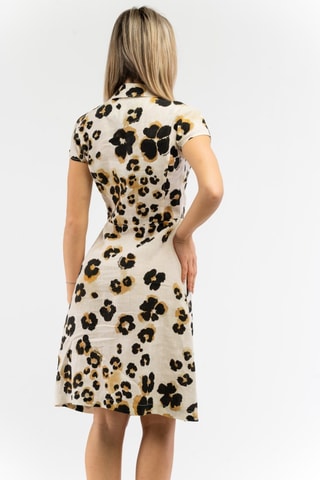 Vestido estilo patinadora em linho - Branco e preto