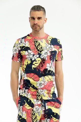 T-shirt - Fúcsia e amarelo