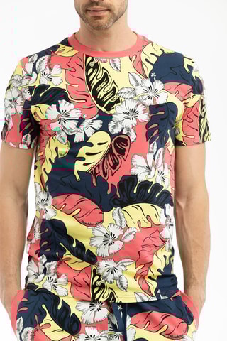 T-shirt - Fúcsia e amarelo