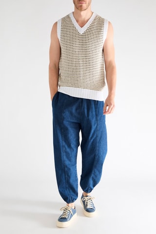 Camisola sem mangas - Bege e branco