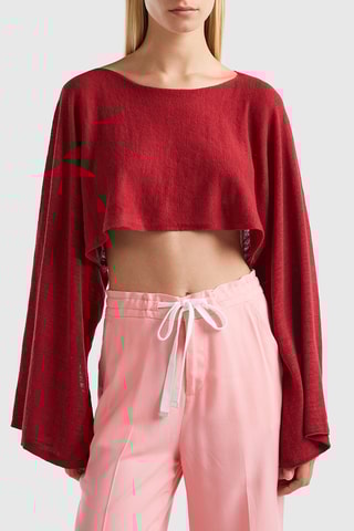 Crop top de linho - Vermelho
