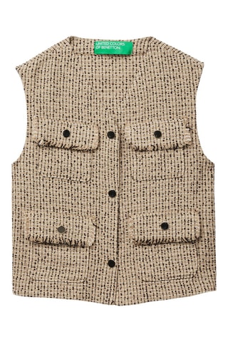 Casaco sem mangas de tweed Bege­ mesclado