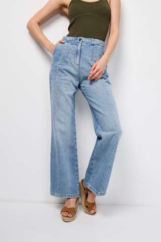 Calças de ganga wide legs cintura subida Azul