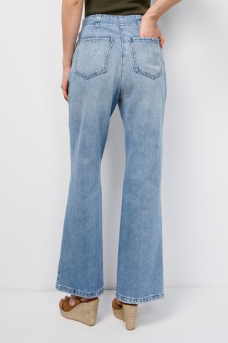 Calças de ganga wide legs cintura subida Azul