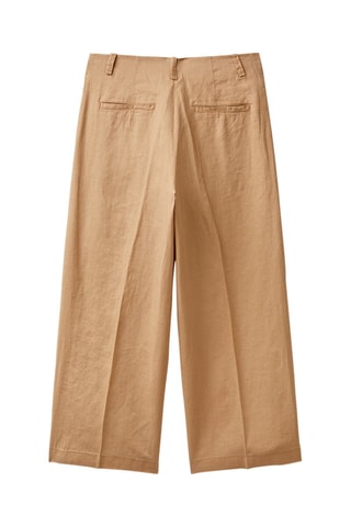 Calças wide legs 7/8 em linho Bege