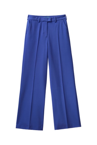 Calças wide legs cintura subida Azul-cobalto