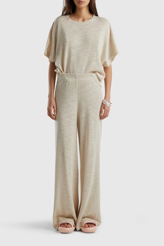 Pantalon palazzo en lin taille haute - Beige