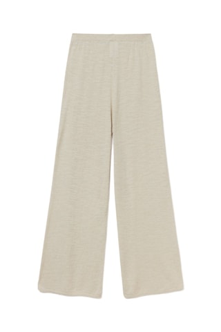 Pantalon palazzo en lin taille haute - Beige