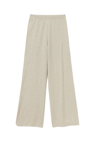 Pantalon palazzo en lin taille haute - Beige