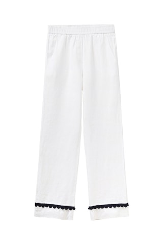 Calças de linho cintura alta - Branco