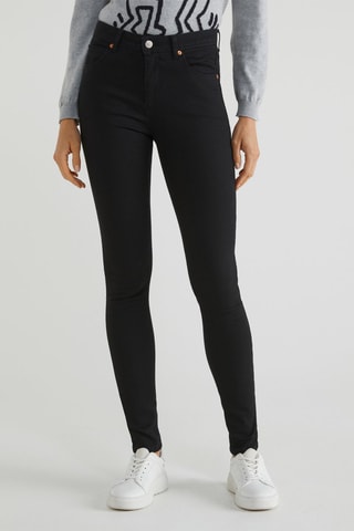Calças de ganga skinny cintura subida Preto