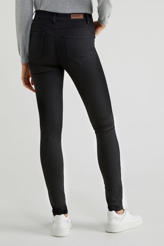 Calças de ganga skinny cintura subida Preto