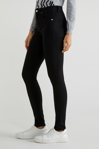 Calças de ganga skinny cintura subida Preto