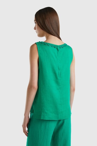 Top de linho sem mangas - Verde-escuro