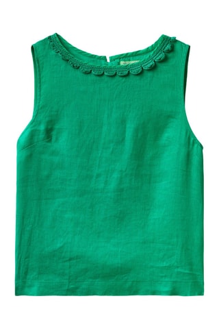 Top de linho sem mangas - Verde-escuro