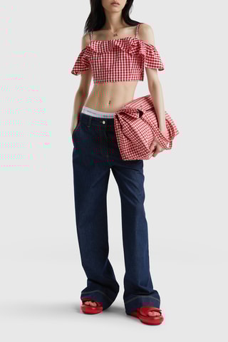 Crop top de linho - Vermelho