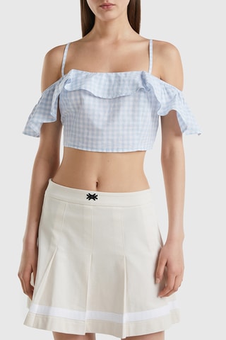 Crop top de linho - Azul-claro