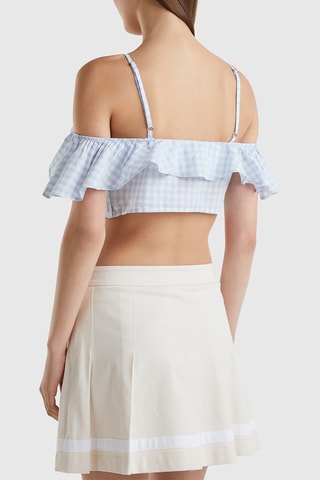 Crop top de linho - Azul-claro