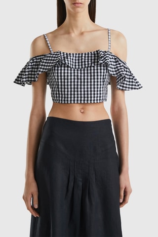 Crop top de linho - Preto