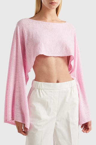 Crop top de linho - Rosa