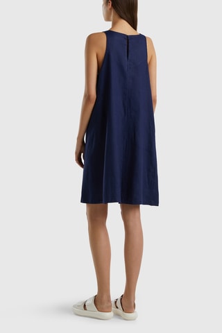Vestido trapézio de linho - Azul-escuro