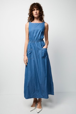 Vestido de ganga comprido Azul