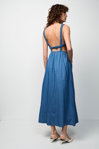 Vestido de ganga comprido Azul