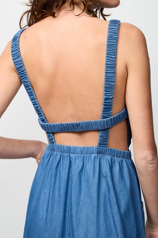 Vestido de ganga comprido Azul
