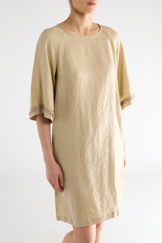 Vestido direito em linho - Bege