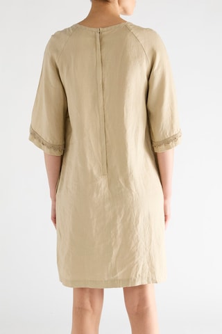 Vestido direito em linho - Bege