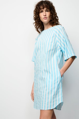 Vestido trapézio Turquesa e branco