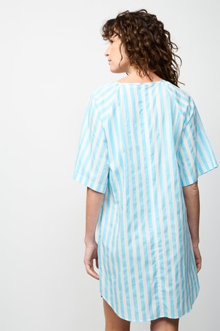 Vestido trapézio Turquesa e branco
