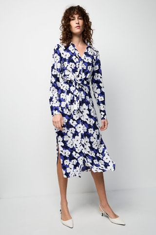 Vestido-camisa Violeta e azul-marinho