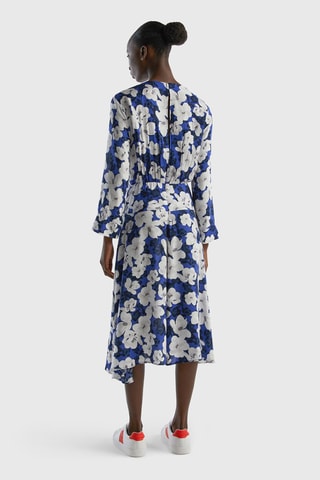 Vestido midi Branco e azul-real