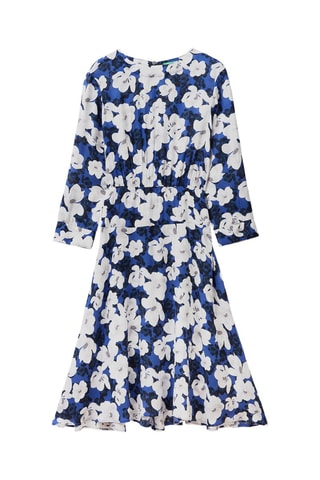 Vestido midi Branco e azul-real
