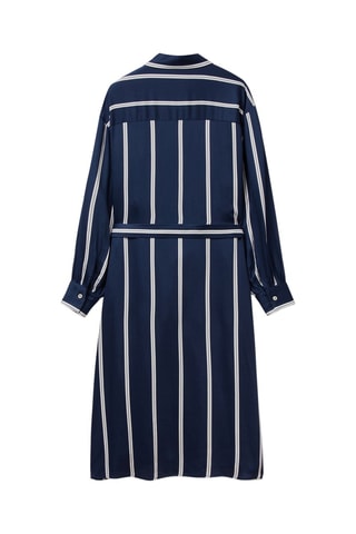 Vestido midi Azul-marinho e branco