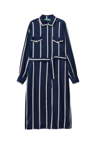 Vestido midi Azul-marinho e branco