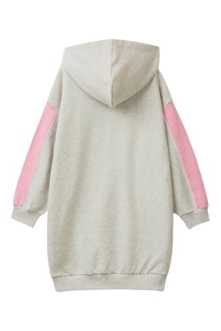 Vestido-sweat com capuz - Cinzento