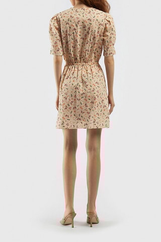 Vestido traçado - Bege e vermelho