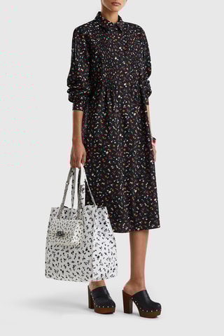 Vestido direito - Preto e coral