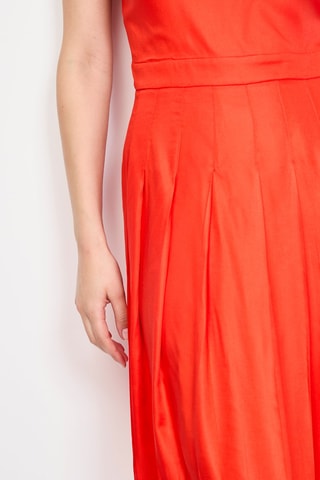 Vestido plissado sem mangas - Coral