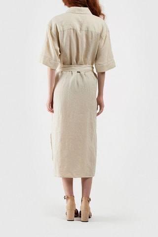 Vestido-camisa de linho - Bege